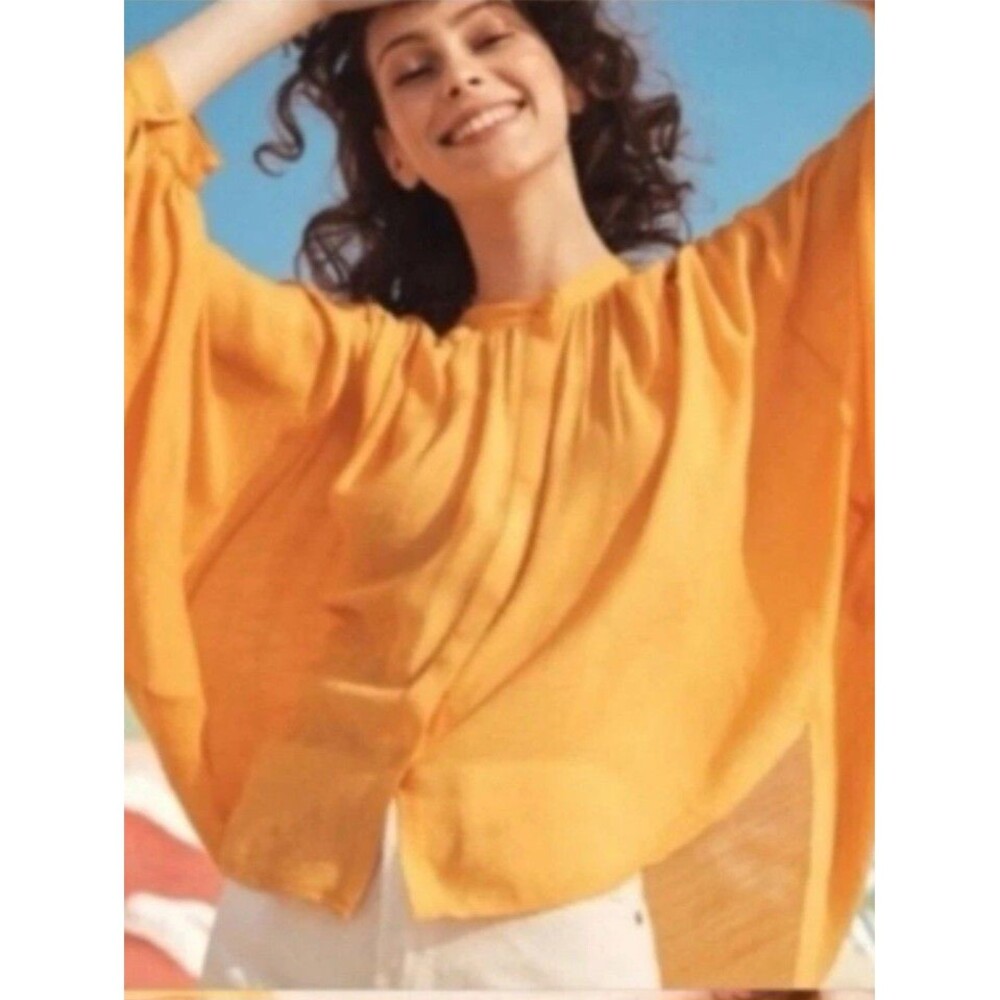 Anthropologie Maeve Bryn batwing blouse XS marigold gauze roomy top boho